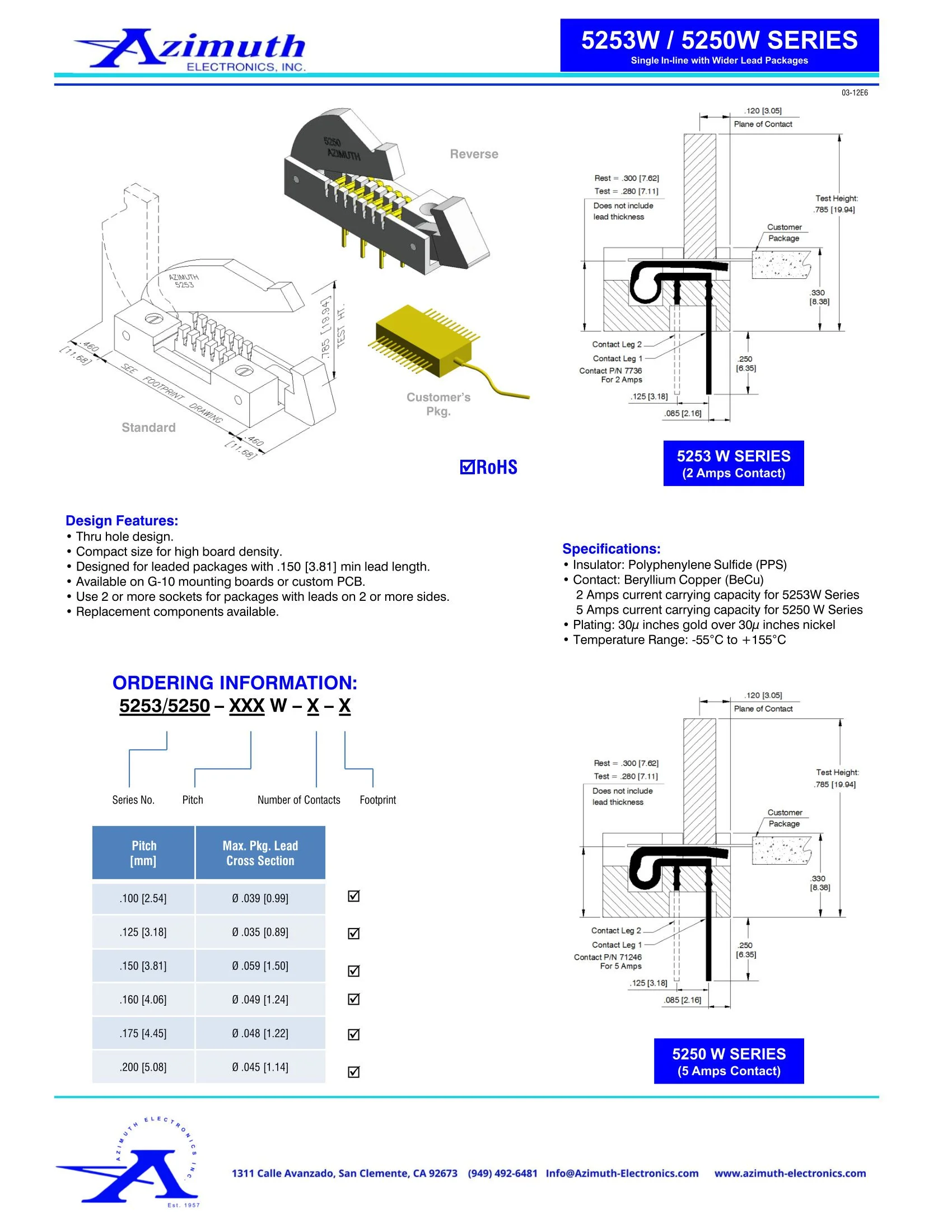 鉄道 DATA FILE 5250 / 5253W Series Flat Package Single Line-In Socket for your